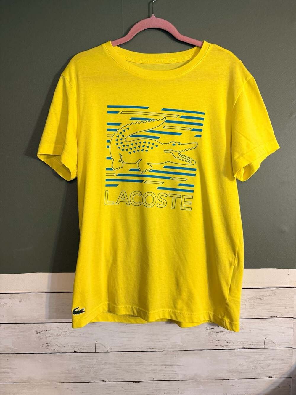 Lacoste Sport Ultra Dry Large Graphic T-Shirt Bright Yellow Big Crocodile